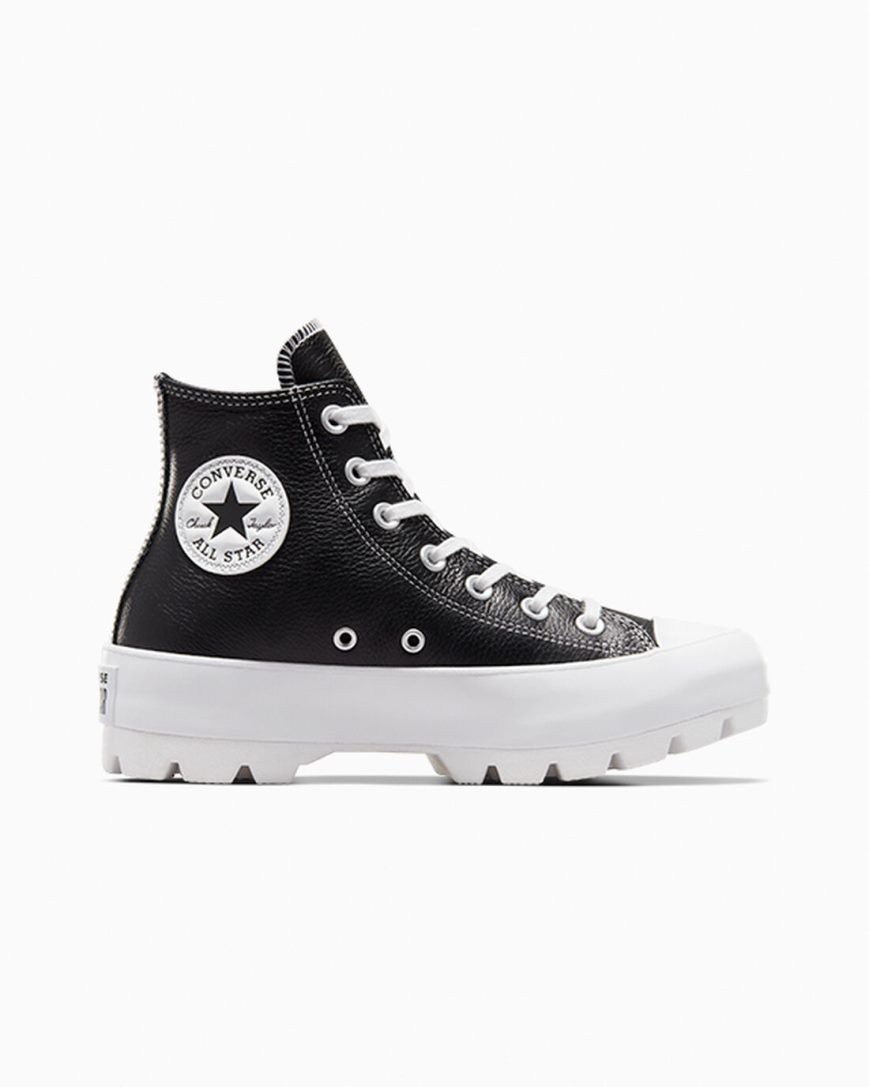 Dámské Boty Vysoké Converse Chuck Taylor All Star Lugged Læder Černé Bílé | CZ X31UF79